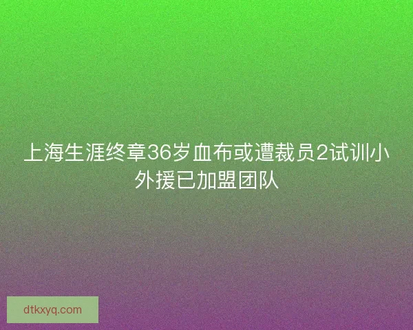 上海生涯终章36岁血布或遭裁员2试训小外援已加盟团队 上海生涯终章36岁血布或遭裁员2试训小外援已加盟团队