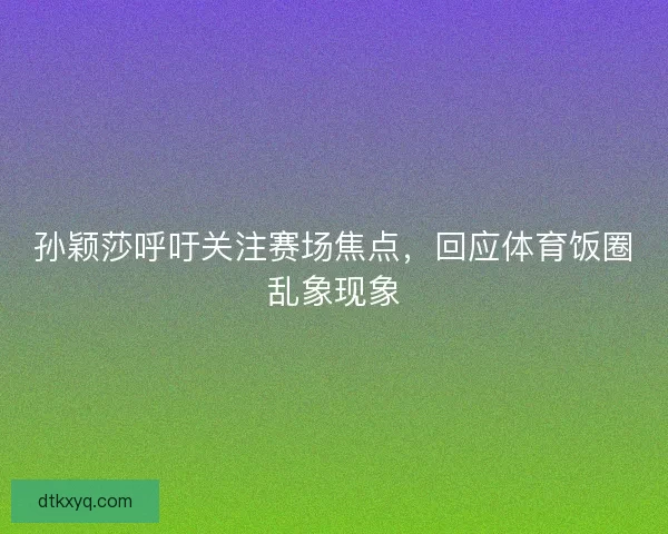 孙颖莎呼吁关注赛场焦点，回应体育饭圈乱象现象